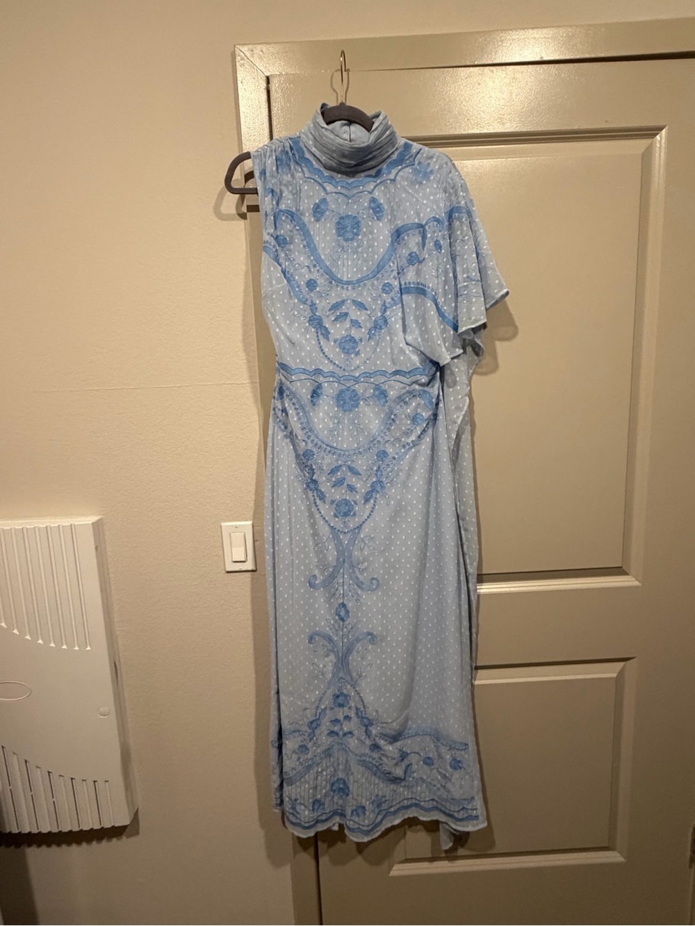 ASOS Light Blue Embroidered High-Neck Maxi Dress